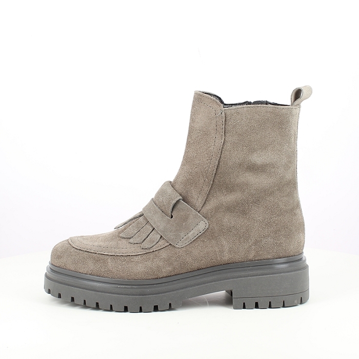 Pisati bottine ermione cuir velours taupe zip