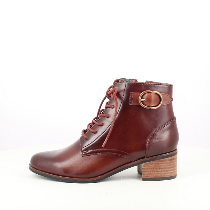 Fugitive bottine ranis cuir lisse cognac lacet zip