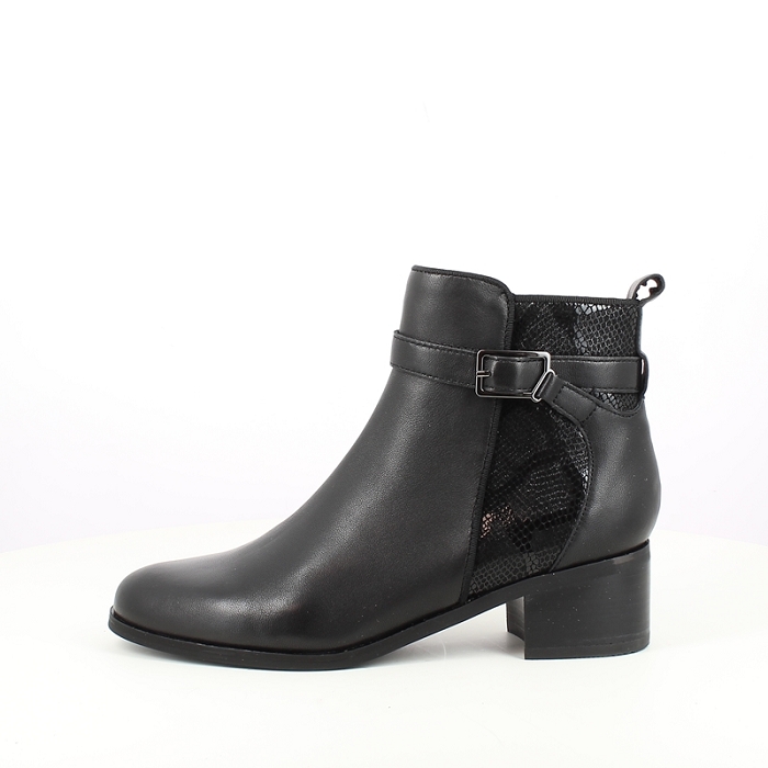 Fugitive bottine raxou cuir lisse noir zip