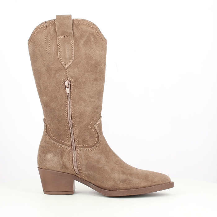 Tamaris botte 1.25701.41 cuir velours camel zip5220901_3