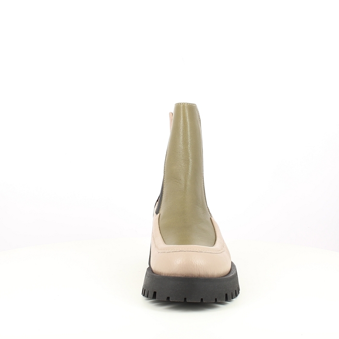 Minka design bottine flocon cuir lisse kaki zip5222101_2