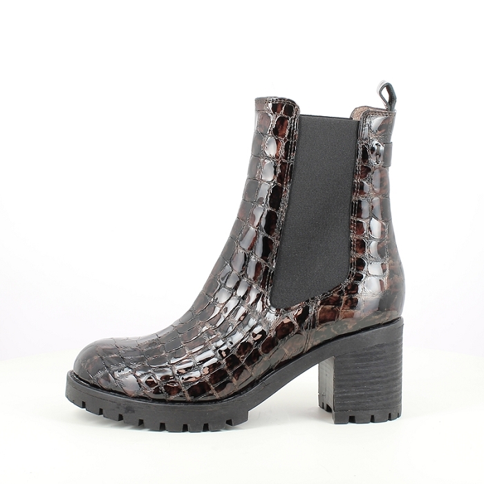 Minka design bottine fong croco ecaille marron elastique