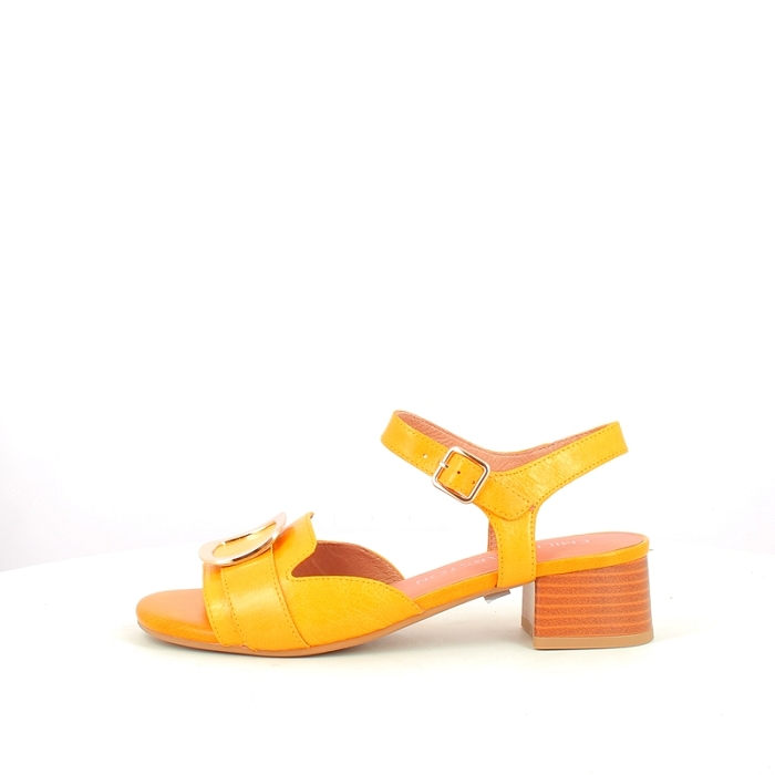 Karston sandale charlotte cuir lisse jaune boucle