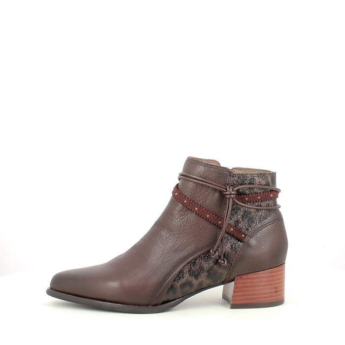 Fugitive bottine banks cuir lisse marron zip