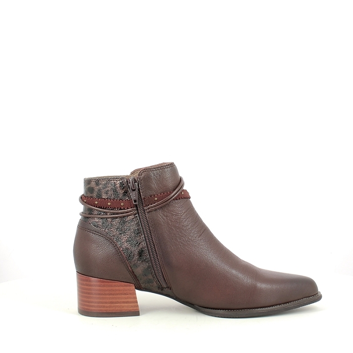 Fugitive bottine banks cuir lisse marron zip5278902_3