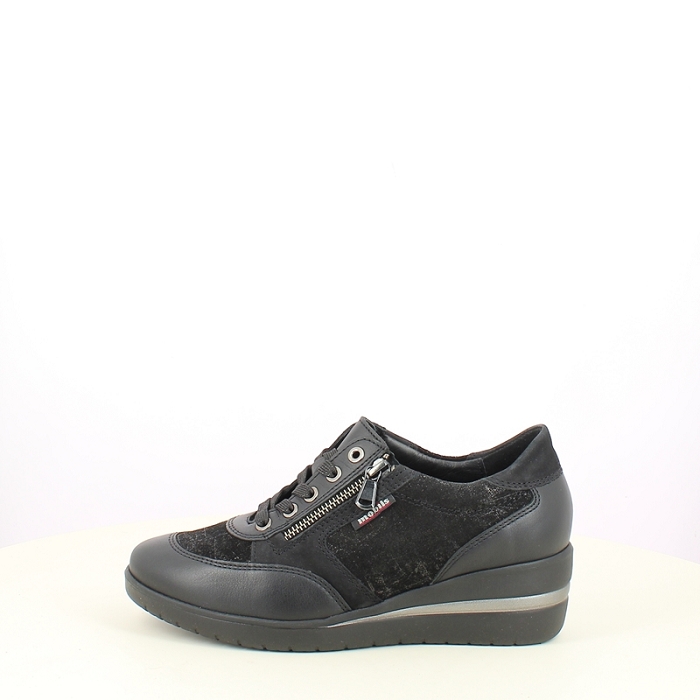 Mephisto basket patrizia cuir lisse noir lacet zip