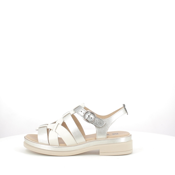 Mkd sandale daho cuir lisse blanc boucle