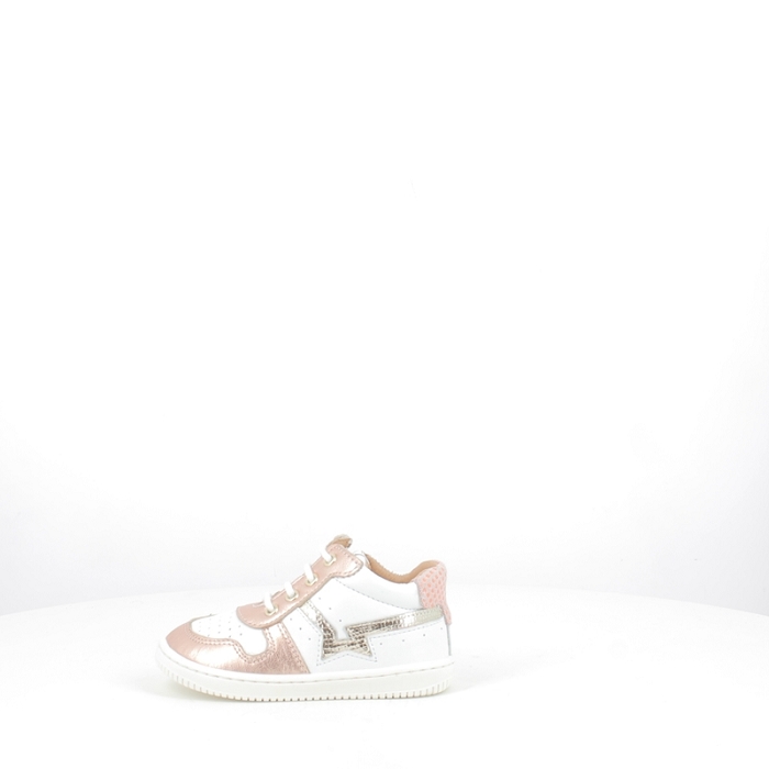Gbb premier pas boubi cuir lisse blanc lacet zip