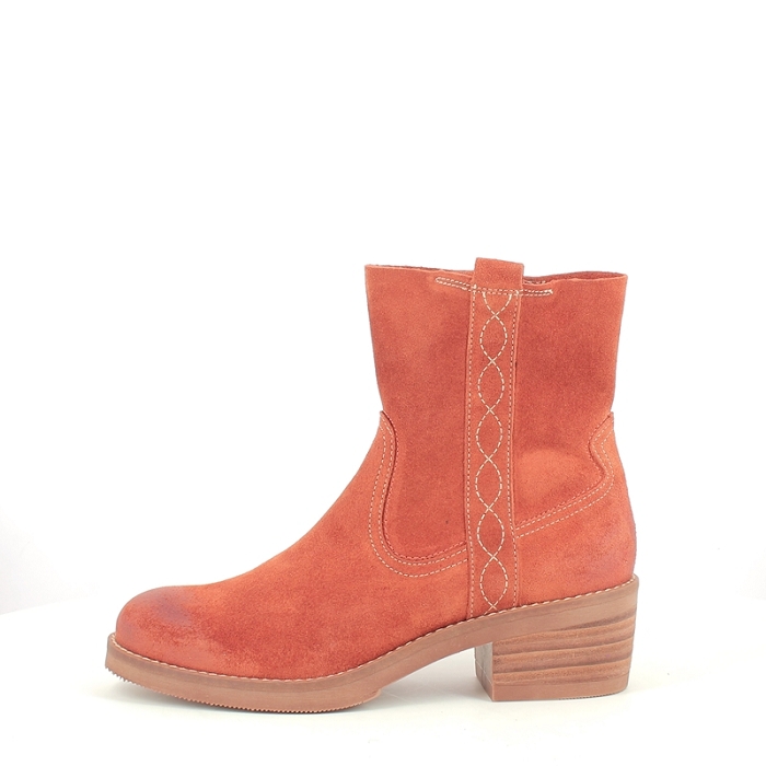 Mkd bottine lazaro cuir velours rouille zip