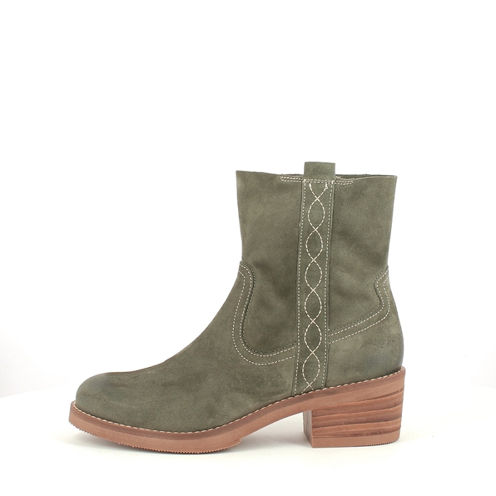 Mkd bottine lazaro cuir velours kaki zip
