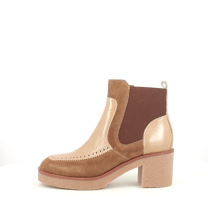 Mkd bottine eloan cuir velours cognac zip