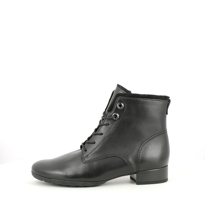 Gabor bottine 72715.57 cuir lisse noir lacet zip