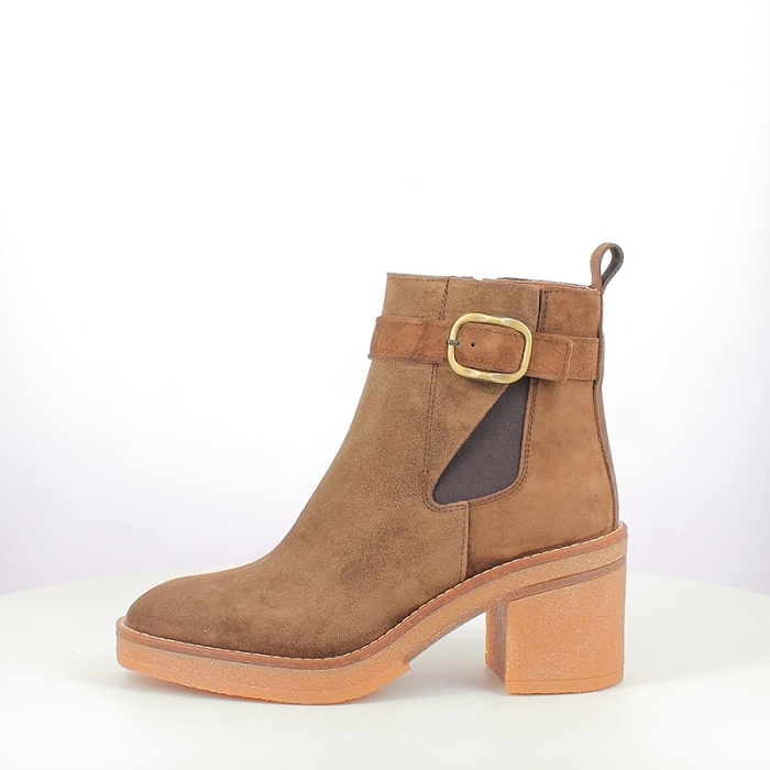 Alpe bottine 5465 cuir velours marron zip