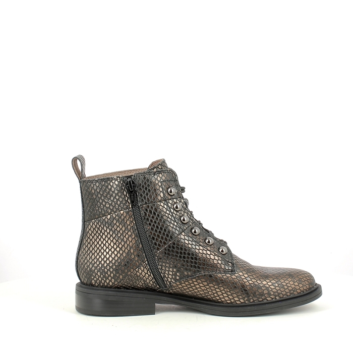 Fugitive bottine felune croco ecaille argent lacet zip5376201_3