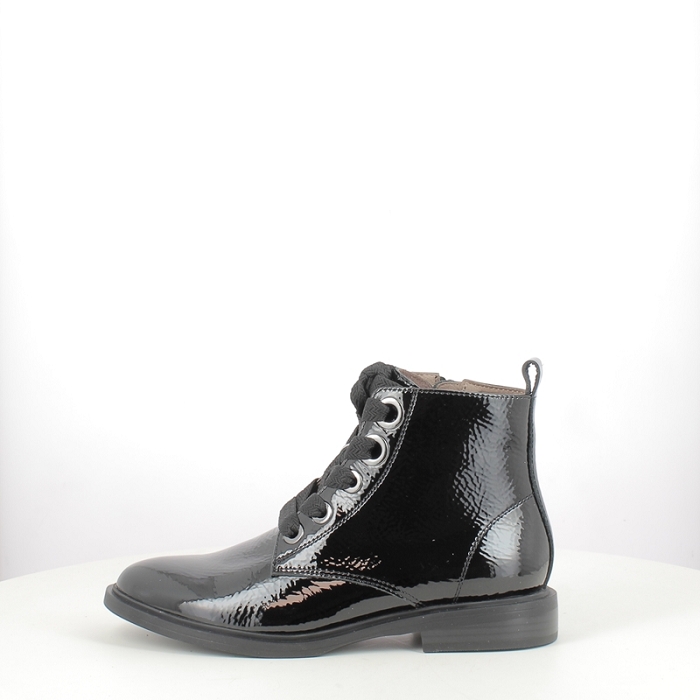 Fugitive bottine feutre vernis noir lacet zip