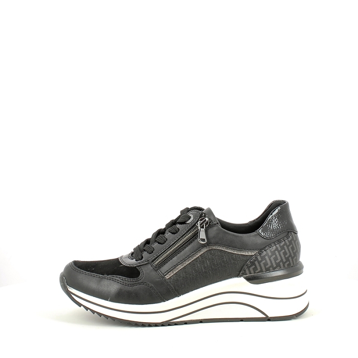 Remonte basket d0t16.54 cuir lisse noir lacet zip