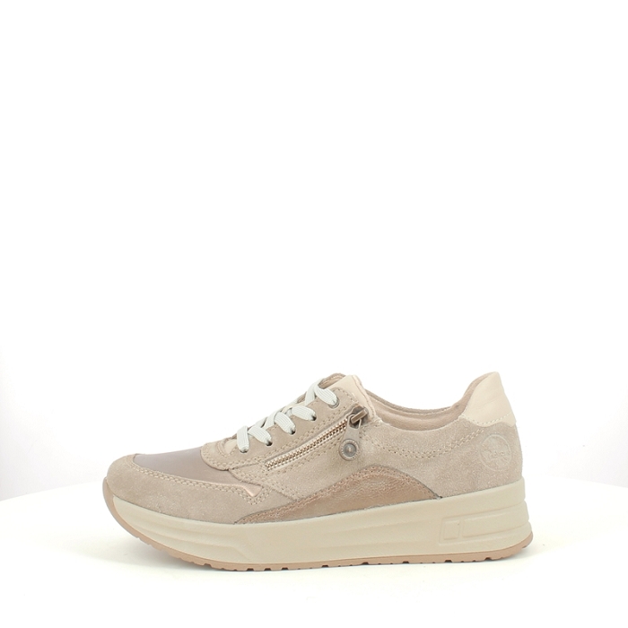 Rieker basket n8114.61 cuir lisse beige lacet zip