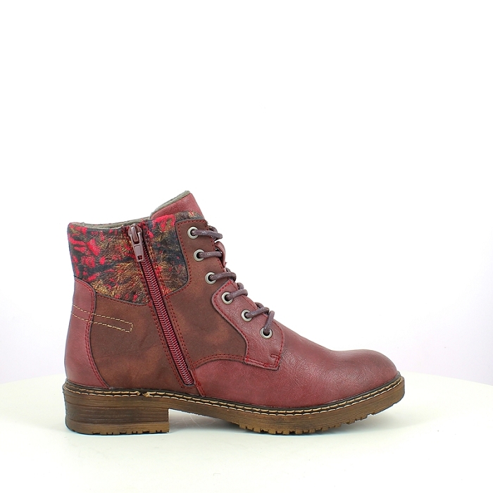 Rieker bottine 94712.35 cuir lisse bordeaux lacet zip5381501_3