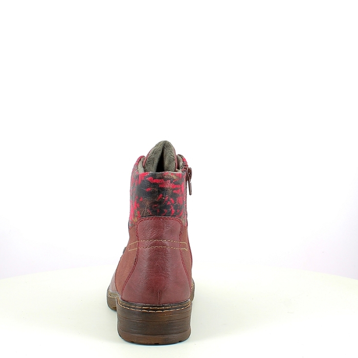 Rieker bottine 94712.35 cuir lisse bordeaux lacet zip5381501_4