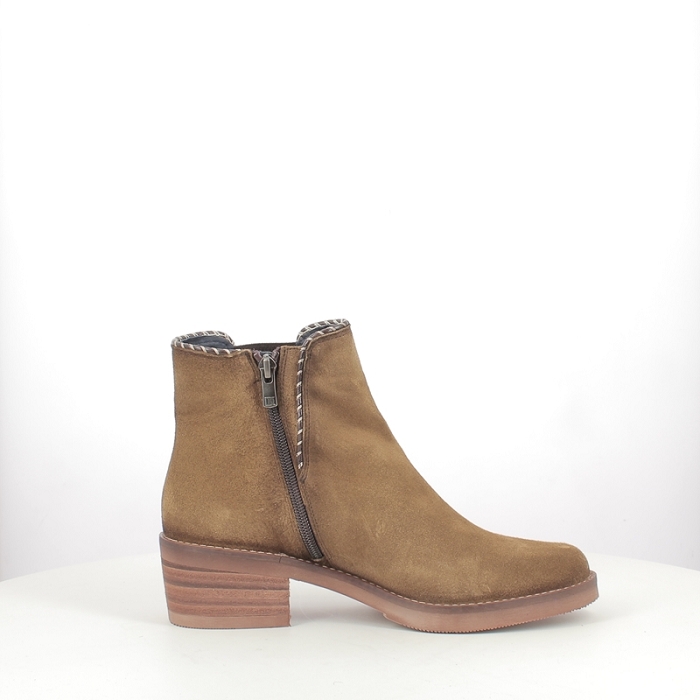 Dorking bottine d9545 cuir velours kaki elastique5384402_3