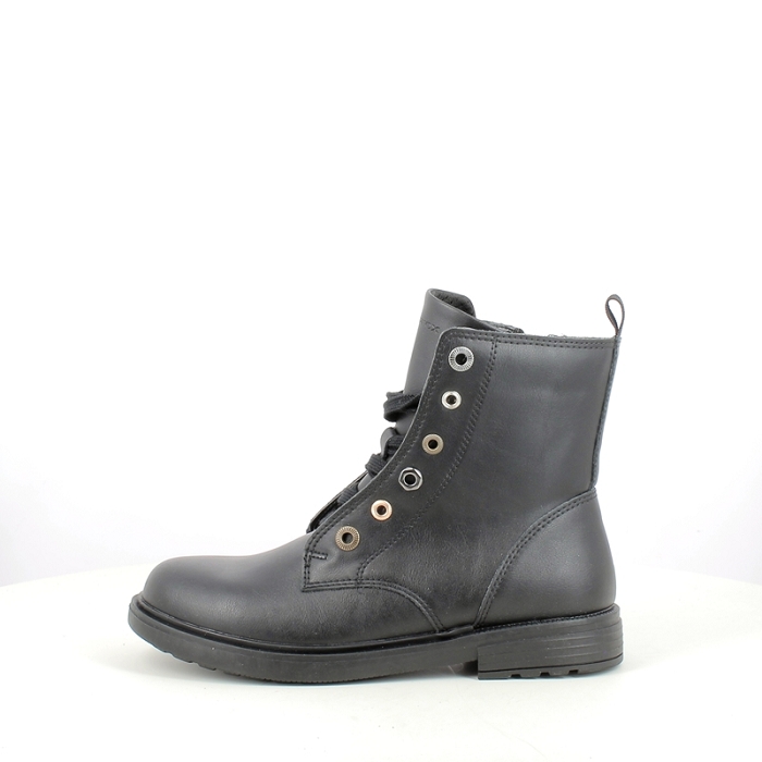 Geox fille j569qp cuir lisse noir lacet zip