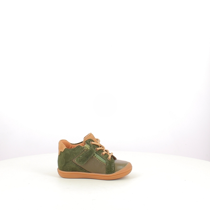 Bellamy debout gabin cuir lisse kaki lacet zip5389601_3