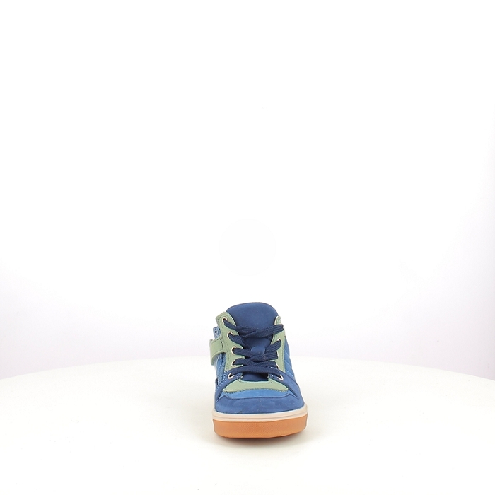Bellamy premier pas sacha cuir lisse bleu lacet zip5389701_2