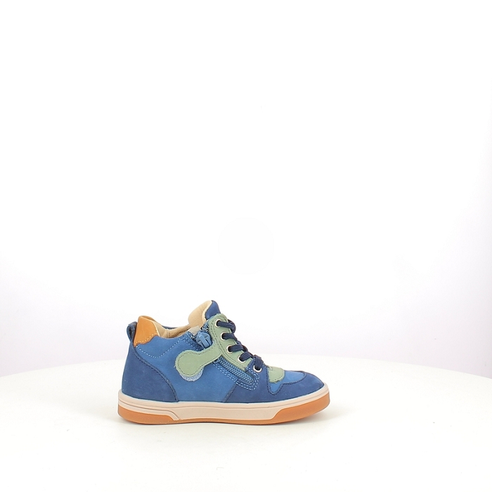 Bellamy premier pas sacha cuir lisse bleu lacet zip5389701_3