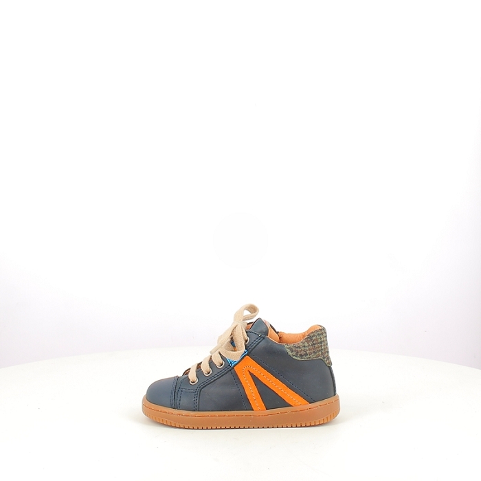 Babybotte romagnoli debout 7012b002 cuir lisse bleu lacet zip