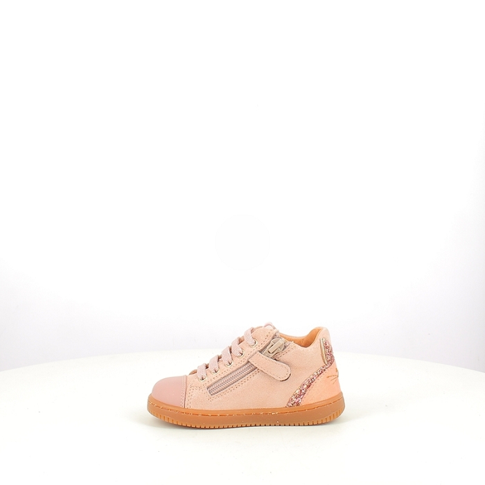 Babybotte romagnoli premier pas 7015b047 cuir velours rose lacet zip