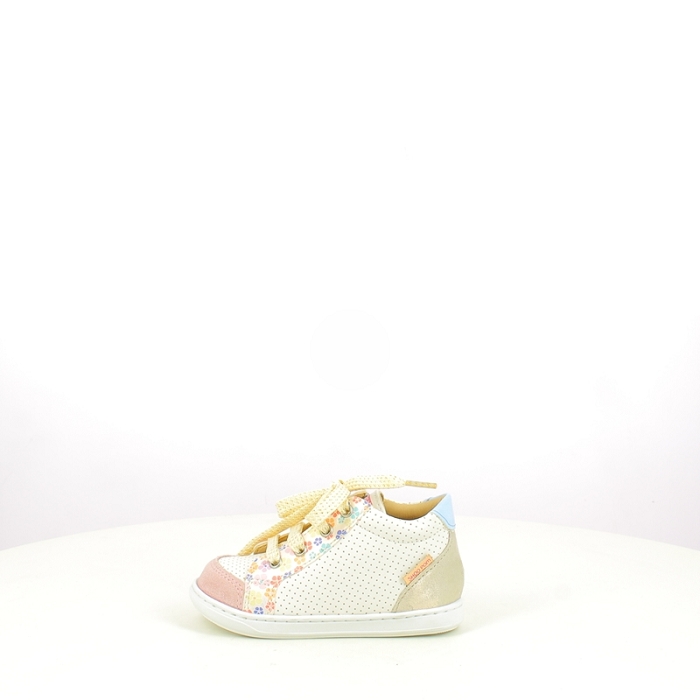 Shoo pom premier pas bouba zip box cuir lisse ecru lacet zip