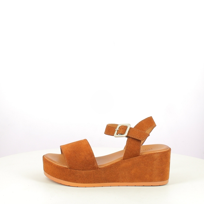 K.mary sandale fabour cuir velours camel boucle
