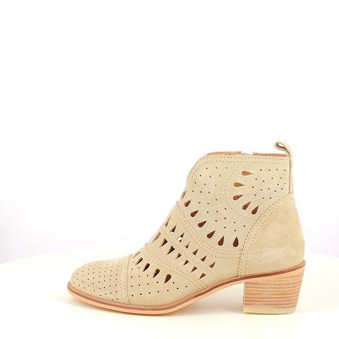 Alpe bottine 5433 cuir velours beige zip