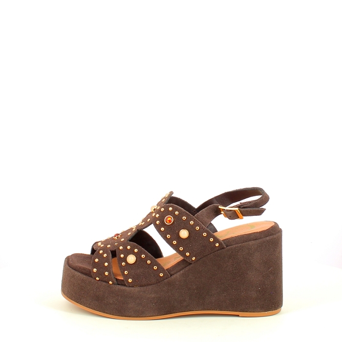 cafe noir sandale c1ga6921 cuir velours marron boucle