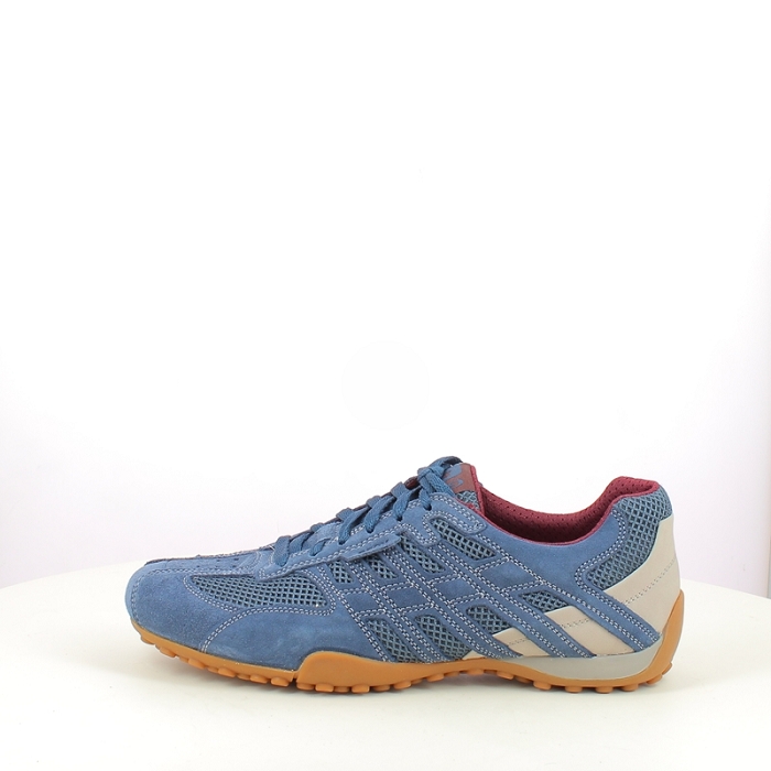 Geox basket u55mna cuir velours bleu lacet