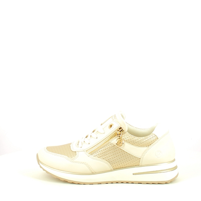 Remonte basket d1g08.60 cuir lisse beige lacet zip