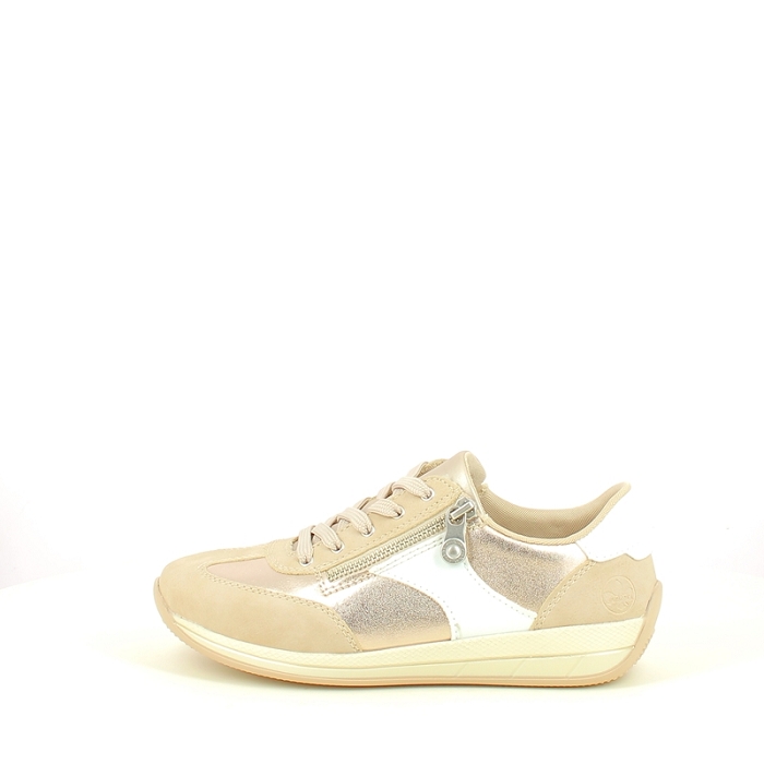 Rieker basket n1103.90 cuir lisse beige lacet zip