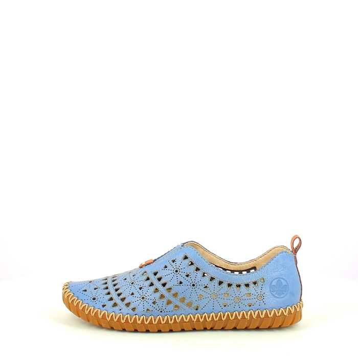 Rieker basket m2852.12 cuir lisse bleu elastique