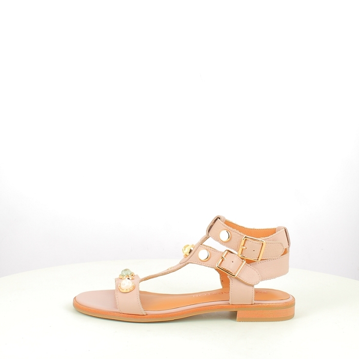 Karston sandale athena cuir lisse nude boucle