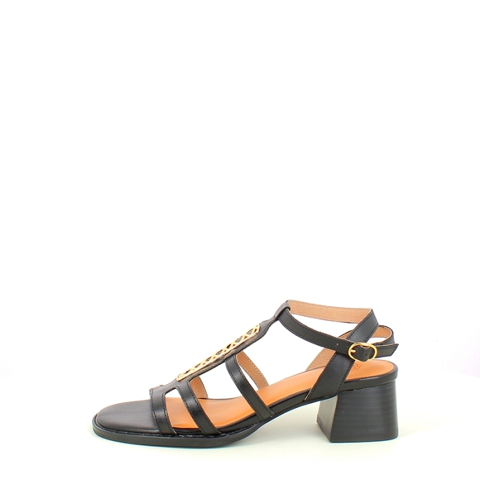 Karston sandale catalina cuir lisse noir boucle