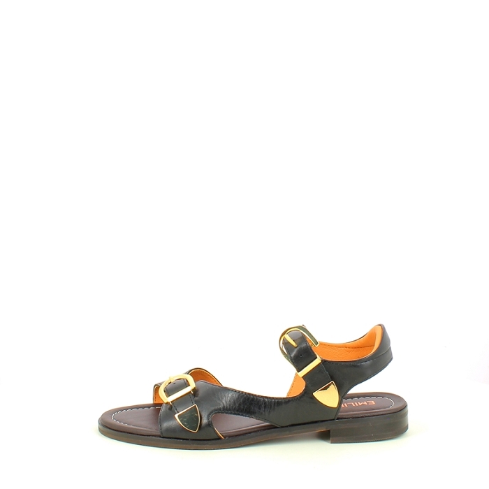 Karston sandale fiona cuir lisse noir boucle