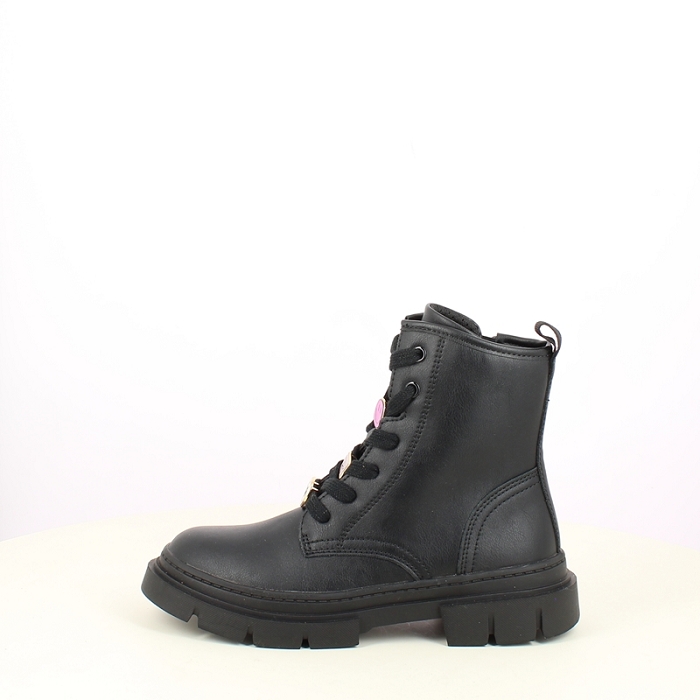 Geox fille j660kh cuir lisse noir lacet zip