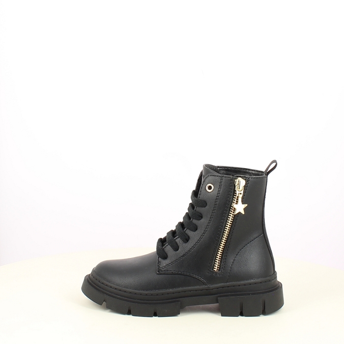 Geox fille j660ka cuir lisse noir lacet zip