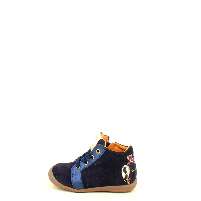 Gbb debout alice cuir velours marine lacet zip