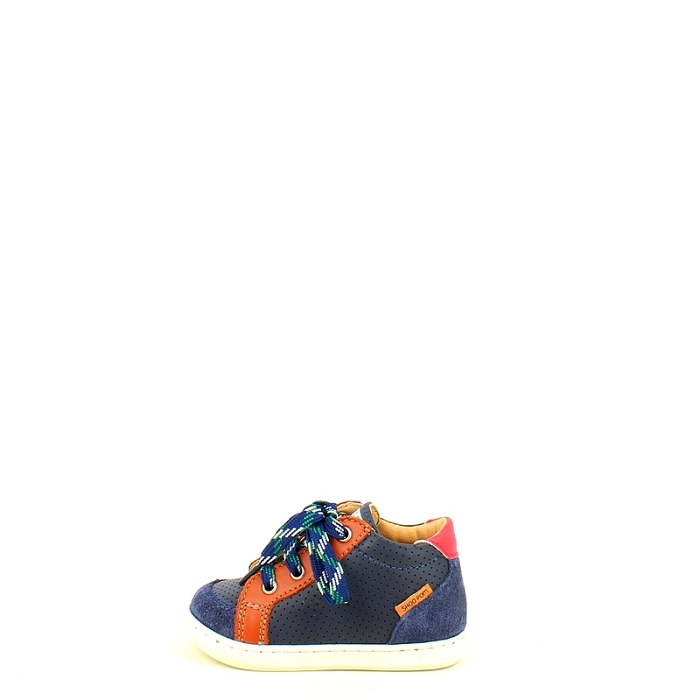 Shoo pom premier pas bouba zip box cuir velours marine lacet zip
