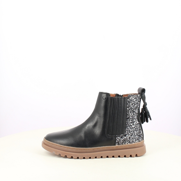 Shoo pom fille wonder boots cuir lisse noir zip
