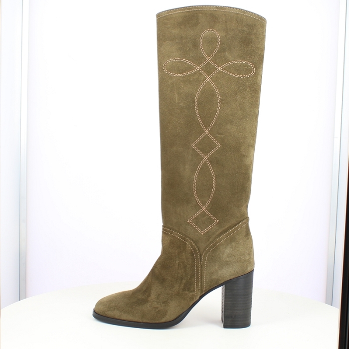 Muratti botte rihanne cuir velours kaki zip