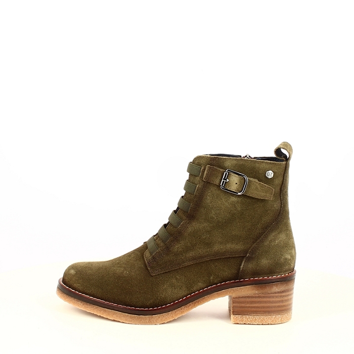 Dorking bottine d8868 cuir velours vert zip