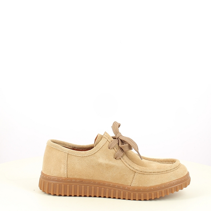 K.mary derbies mocassins epais cuir velours beige lacet7504001_3