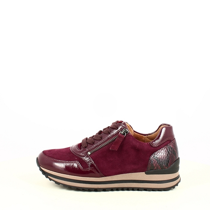 Gabor basket 6021.01 cuir velours prune lacet zip